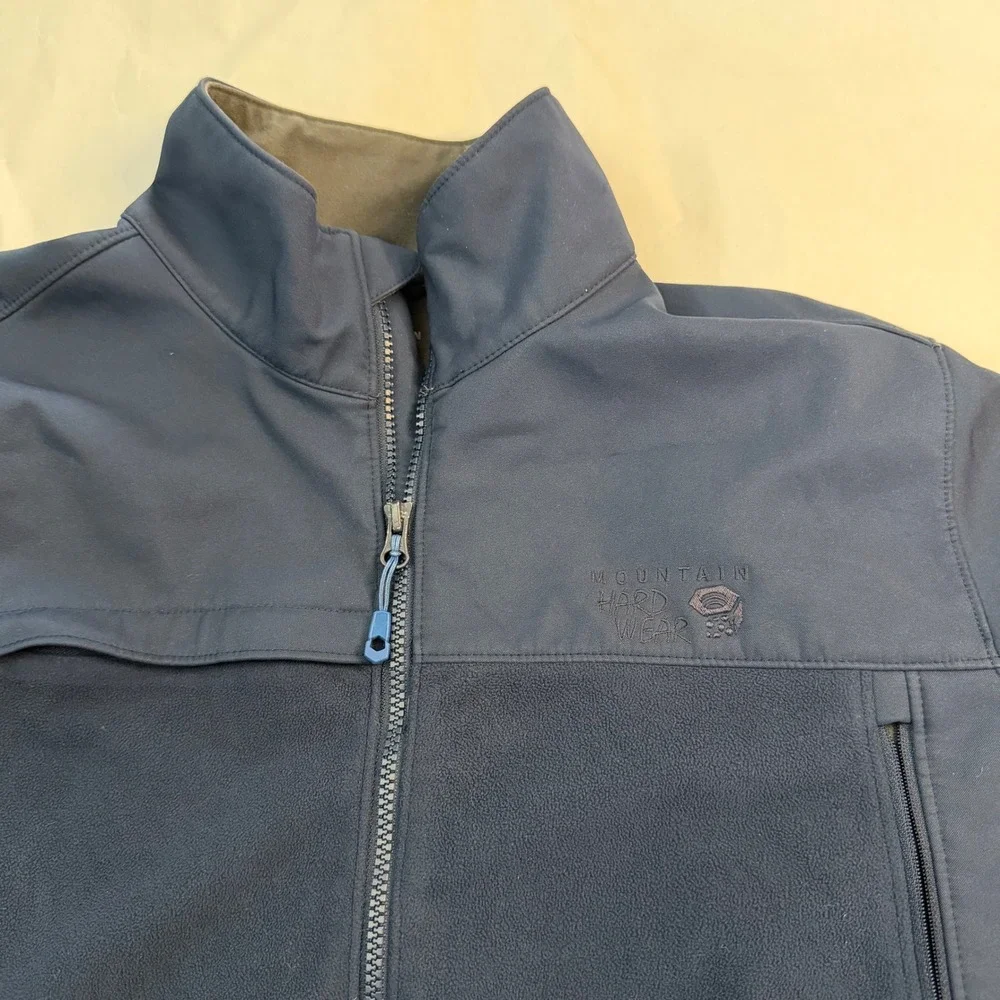 Mountain Hardwear Mens Navy Soft Shell Fleece Lined‎ Jacket Windbreaker Large